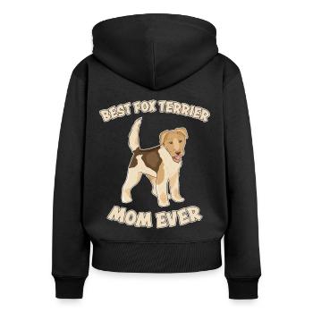 Fox Terrier Mom Dog Saying Fox Terrier Gift - Women's Premium Organic Zip Hoodie - black - Back - Julia (174cm)