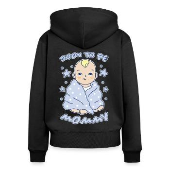 Bébé Maman Mère Grossesse Dire Cadeau - Sweat à capuche zippé Premium bio Femme - noir - Dos - Julia (174cm)