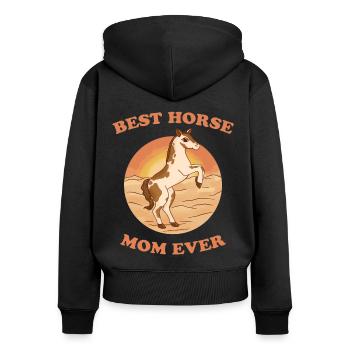 Meilleur cadeau de maman de cavalier de tous les temps - Sweat à capuche zippé Premium bio Femme - noir - Dos - Julia (174cm)