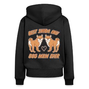 Shiba Inu Mom Hund Fun Spruch Shiba Inu Geschenk - Frauen Premium Bio Zip Hoodie - Schwarz - Hinten - Julia (174cm)