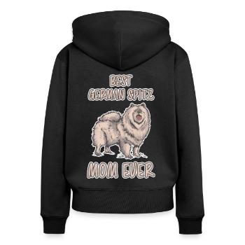 Deutsche Spitze Spruch Mama Hunde Mutter Geschenk - Frauen Premium Bio Zip Hoodie - Schwarz - Hinten - Julia (174cm)
