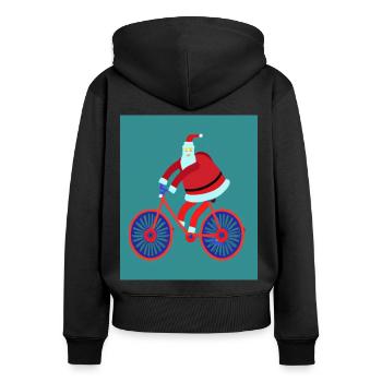 Santas Fahrradtour - Frauen Premium Bio Zip Hoodie - Schwarz - Hinten - Julia (174cm)