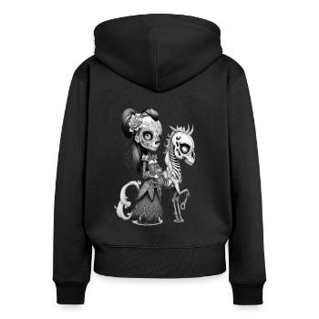 Gothic Manga Doll Anime Darkness Wednesday - Frauen Premium Bio Zip Hoodie - Schwarz - Hinten - Julia (174cm)