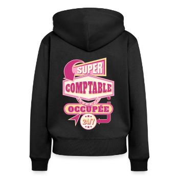 Cadeau pour Comptable Idée Cadeau Métier Humour - Sweat à capuche zippé Premium bio Femme - noir - Dos - Julia (174cm)