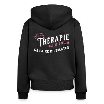 Pilates idée cadeau Sport Citation Humour Yoga - Sweat à capuche zippé Premium bio Femme - noir - Dos - Julia (174cm)