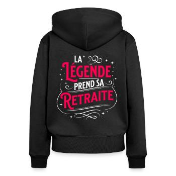 Retraite cadeau de Départ pour Retraitée Carrière - Sweat à capuche zippé Premium bio Femme - noir - Dos - Julia (174cm)
