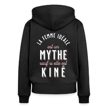 Kiné Cadeau pour Kinésithérapeute Rigolo Humour - Sweat à capuche zippé Premium bio Femme - noir - Dos - Julia (174cm)