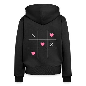 Amour Love Romantique Original Saint Valentin Jeu - Sweat à capuche zippé Premium bio Femme - noir - Dos - Julia (174cm)