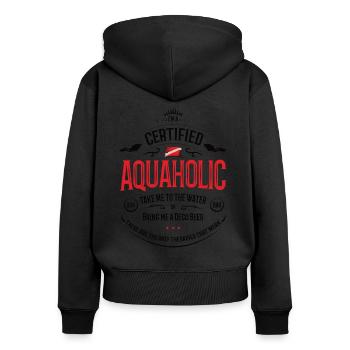 Aquaholic Tauchen Geschenk - Frauen Premium Bio Zip Hoodie - Schwarz - Hinten - Julia (174cm)