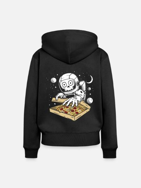 Astronaut pizza - Frauen Premium Bio Zip Hoodie - Schwarz