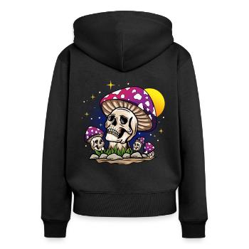 Mushroom skull - Women's Premium Organic Zip Hoodie - black - Back - Julia (174cm)