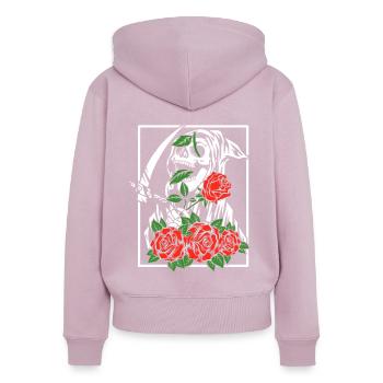 Reaper with roses | skull flowers - Women's Premium Organic Zip Hoodie - dusky pink - Back - Julia (174cm)