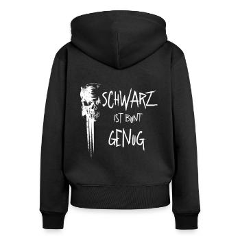 Schwarz ist bunt genug mit Skull Gothic - Frauen Premium Bio Zip Hoodie - Schwarz - Hinten - Julia (174cm)