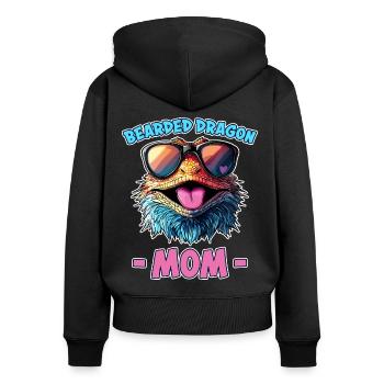 Bearded Dragon Saying Mom Funny Bearded Dragon Gift - Women's Premium Organic Zip Hoodie - black - Back - Julia (174cm)