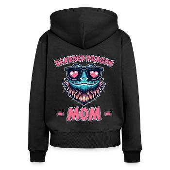 Bearded Dragon Saying Mom Funny Bearded Dragon Gift - Women's Premium Organic Zip Hoodie - black - Back - Julia (174cm)