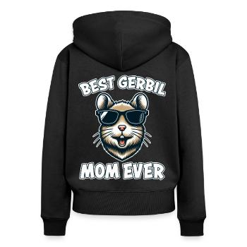 Gerbille disant Gerbille Maman Drôle Gerbille Cadeau - Sweat à capuche zippé Premium bio Femme - noir - Dos - Julia (174cm)