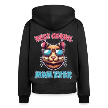 Gerbille disant Gerbille Maman Drôle Gerbille Cadeau - Sweat à capuche zippé Premium bio Femme - noir - Dos - Julia (174cm)