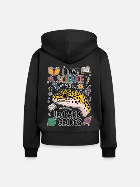 Leopardgecko Spruch Student Leopardgecko Geschenk - Frauen Premium Bio Zip Hoodie - Schwarz