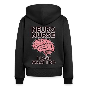 Neuro Nurse Pflegefachkraft Neurologie Geschenk - Frauen Premium Bio Zip Hoodie - Schwarz - Hinten - Julia (174cm)