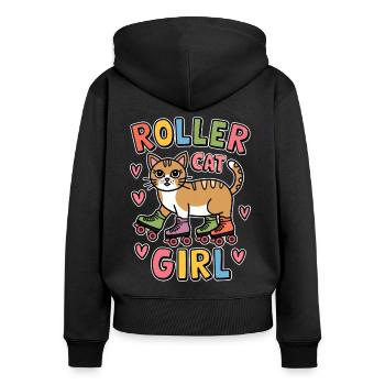 Roller Cat Girl Skating Girl Roller Skates Gift - Women's Premium Organic Zip Hoodie - black - Back - Julia (174cm)