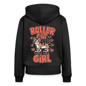 Roller Cat Girl Skating Girl Roller Skates Gift - Women's Premium Organic Zip Hoodie - black - Back - Julia (174cm)