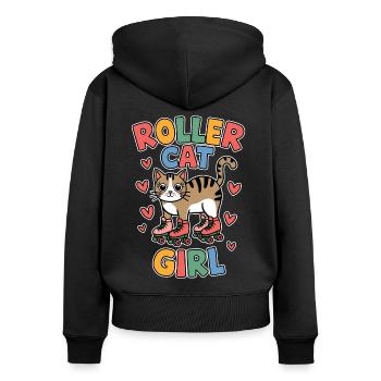 Roller Cat Girl Skating Girl Roller Skates Gift - Women's Premium Organic Zip Hoodie - black - Back - Julia (174cm)