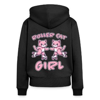 Roller Cat Girl Skating Girl Roller Skates Gift - Women's Premium Organic Zip Hoodie - black - Back - Julia (174cm)