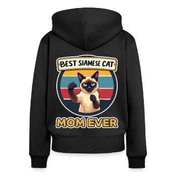 Siamkatze Spruch Siamkatze Mama Siamkatze Geschenk - Frauen Premium Bio Zip Hoodie - Schwarz - Hinten - Julia (174cm)