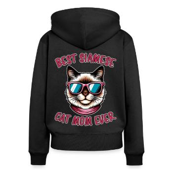 Siamkatze Spruch Siamkatze Mama Siamkatze Geschenk - Frauen Premium Bio Zip Hoodie - Schwarz - Hinten - Julia (174cm)
