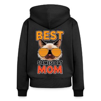 Siamkatze Spruch Siamkatze Mama Siamkatze Geschenk - Frauen Premium Bio Zip Hoodie - Schwarz - Hinten - Julia (174cm)