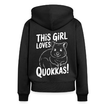 Quokka Spruch Australien Lustiges Quokka Geschenk - Frauen Premium Bio Zip Hoodie - Schwarz - Hinten - Julia (174cm)