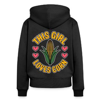 Corn on the cob saying corn funny corn on the cob gift - Women's Premium Organic Zip Hoodie - black - Back - Julia (174cm)