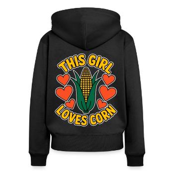 Corn on the cob saying corn funny corn on the cob gift - Women's Premium Organic Zip Hoodie - black - Back - Julia (174cm)
