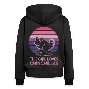 Chinchilla disant drôle de cadeau de chinchilla - Sweat à capuche zippé Premium bio Femme - noir - Dos - Julia (174cm)