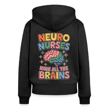 Neuro Nurse Pflegefachkraft Neurologie Geschenk - Frauen Premium Bio Zip Hoodie - Schwarz - Hinten - Julia (174cm)