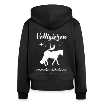 Voltigieren macht süchtig - Frauen Premium Bio Zip Hoodie - Schwarz - Hinten - Julia (174cm)
