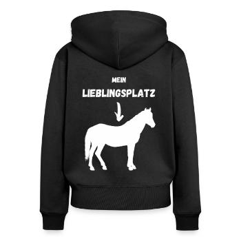 Mein Lieblingsplatz - Frauen Premium Bio Zip Hoodie - Schwarz - Hinten - Julia (174cm)