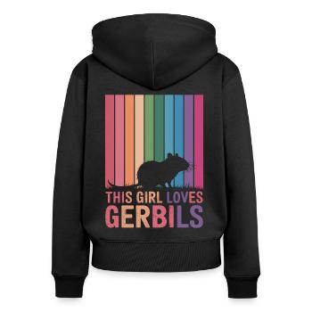 Gerbille disant rat de course fille cadeau de gerbille - Sweat à capuche zippé Premium bio Femme - noir - Dos - Julia (174cm)