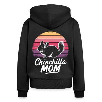 Chinchilla disant maman drôle Chinchilla cadeau - Sweat à capuche zippé Premium bio Femme - noir - Dos - Julia (174cm)
