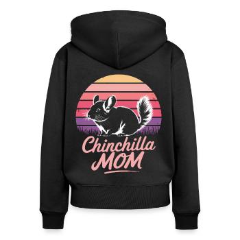 Chinchilla disant maman drôle Chinchilla cadeau - Sweat à capuche zippé Premium bio Femme - noir - Dos - Julia (174cm)