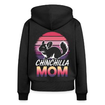 Chinchilla disant maman drôle Chinchilla cadeau - Sweat à capuche zippé Premium bio Femme - noir - Dos - Julia (174cm)