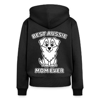 Australian Shepherd Mom Funny Aussie Gift - Women's Premium Organic Zip Hoodie - black - Back - Julia (174cm)