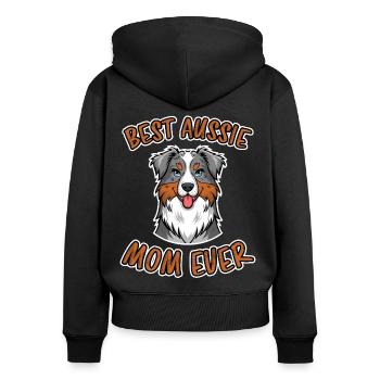 Australian Shepherd Mama Lustiges Aussie Geschenk - Frauen Premium Bio Zip Hoodie - Schwarz - Hinten - Julia (174cm)