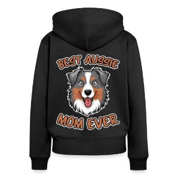 Australian Shepherd Mom Funny Aussie Gift - Women's Premium Organic Zip Hoodie - black - Back - Julia (174cm)