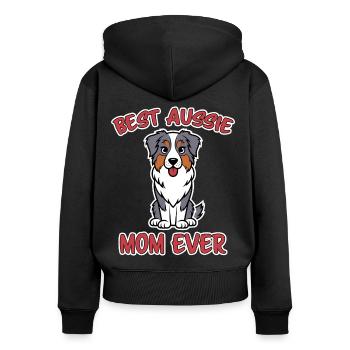 Australian Shepherd Mom Funny Aussie Gift - Women's Premium Organic Zip Hoodie - black - Back - Julia (174cm)