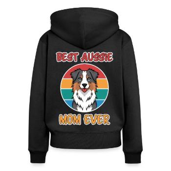 Australian Shepherd Mom Funny Aussie Gift - Women's Premium Organic Zip Hoodie - black - Back - Julia (174cm)