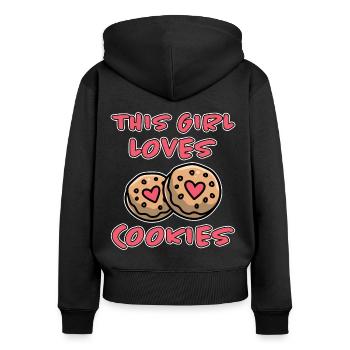 Cookies Saying Chocolate Cookies Funny Cookie Gift - Women's Premium Organic Zip Hoodie - black - Back - Julia (174cm)