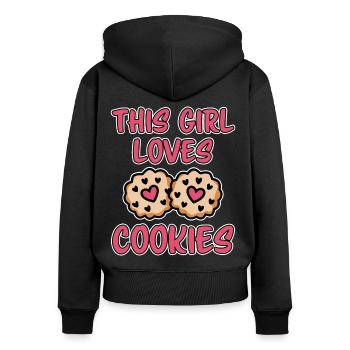 Cookies Saying Chocolate Cookies Funny Cookie Gift - Women's Premium Organic Zip Hoodie - black - Back - Julia (174cm)