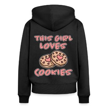 Cookies Saying Chocolate Cookies Funny Cookie Gift - Women's Premium Organic Zip Hoodie - black - Back - Julia (174cm)