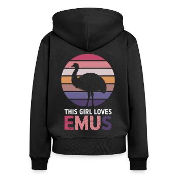 Emu Dire Australie Emus Drôle Cadeau D’émeu - Sweat à capuche zippé Premium bio Femme - noir - Dos - Julia (174cm)